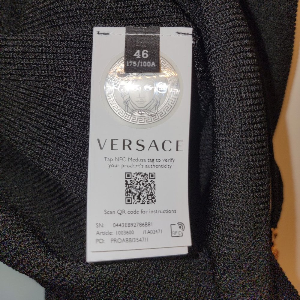 Authentic Versace Medusa '95 Ribbed Knit Mini Dress, Black, Size 46, NWT - Picture 5 of 10